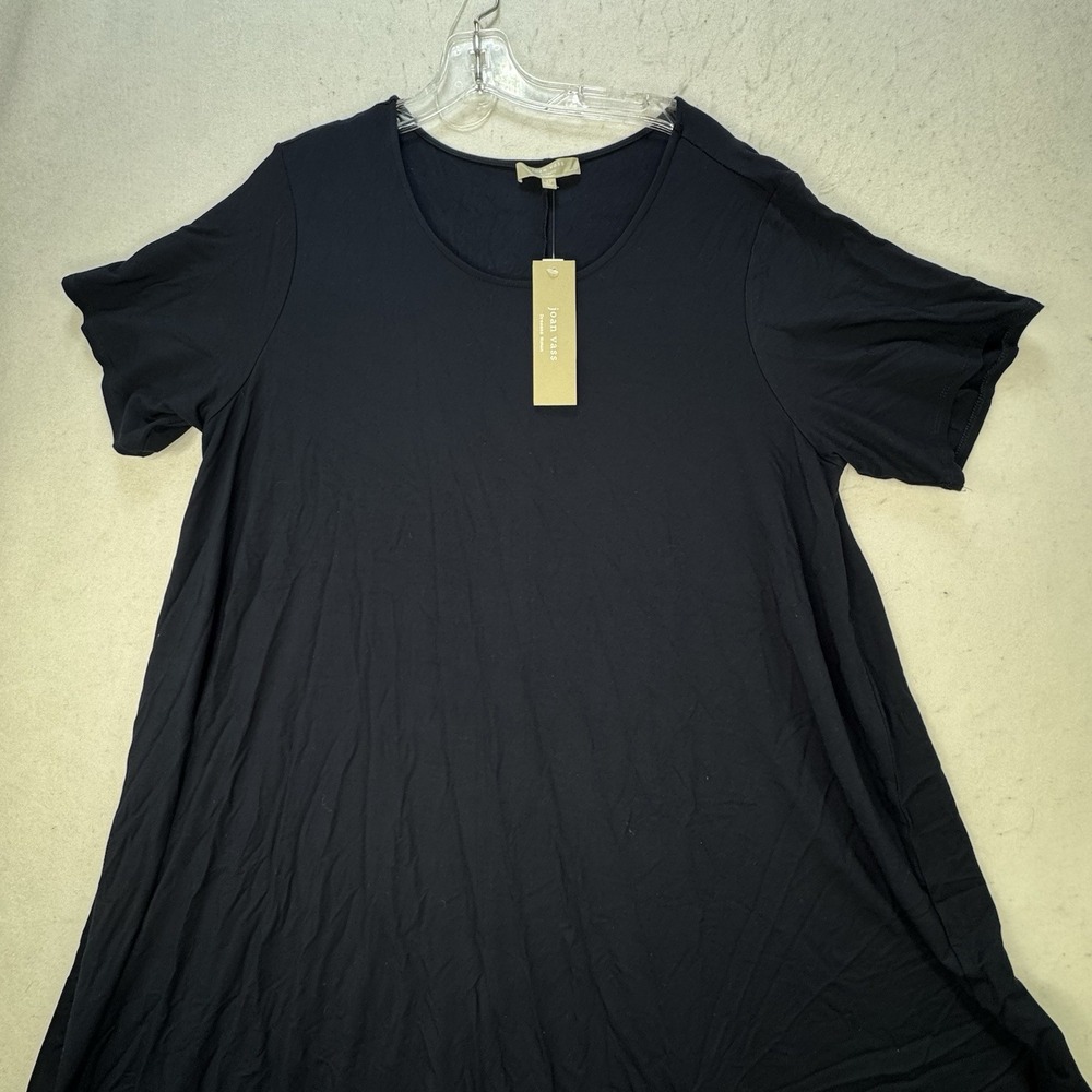 NEW $88 Joan Vass Plus Size 2X Stretch Jersey Knit Swing Dress Blue Flowey - Picture 8 of 9